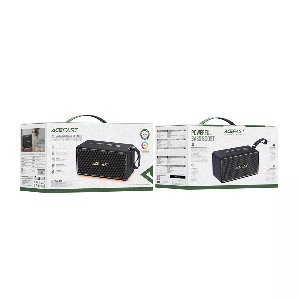 Acefast 80W IPX6 Bluetooth Speaker - Black - Image 6